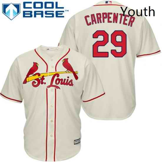 Youth Majestic St Louis Cardinals 29 Chris Carpenter Authentic Cream Alternate Cool Base MLB Jersey